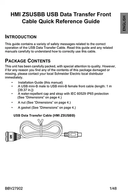 schneider施耐德HMIZSUSBB USB Data Transfer Front Cable